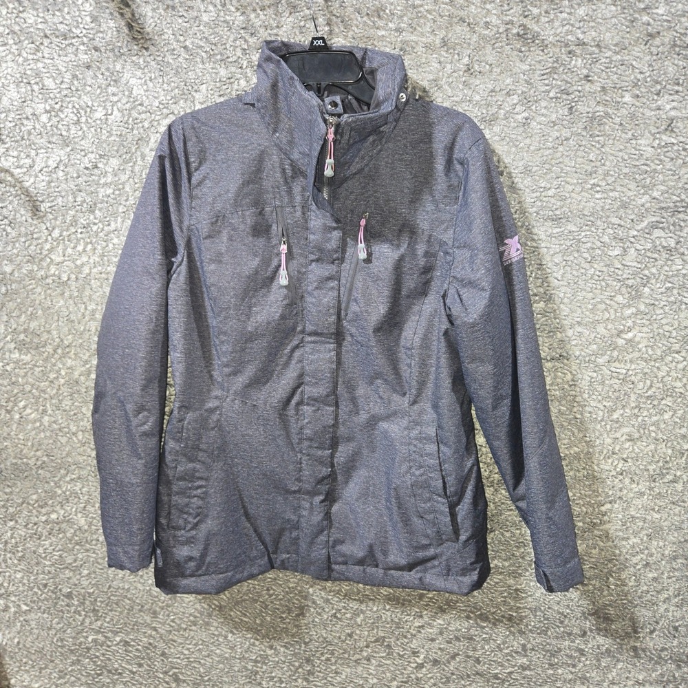 ZeroXposur Womens Gray Heathered Full Zip Quilted Lined Jacket Medium G94060S